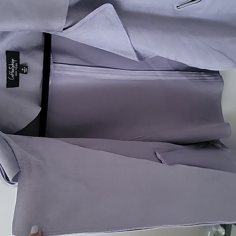 New CoffeeShop Womens Medi Lavender Grey Suede Blazer - Picture 7 of 10